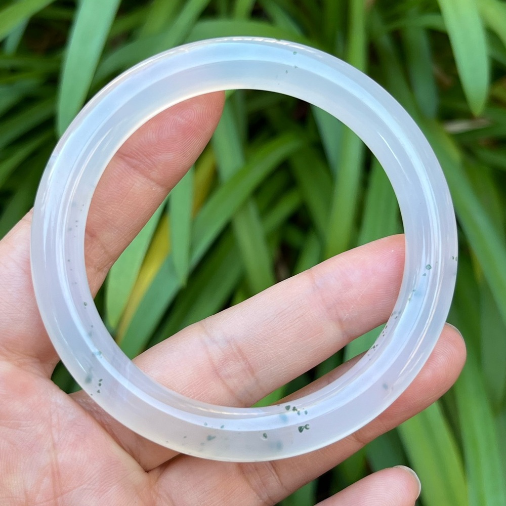 59mm inner diameter dendritic white agate skinny bangle 1551
